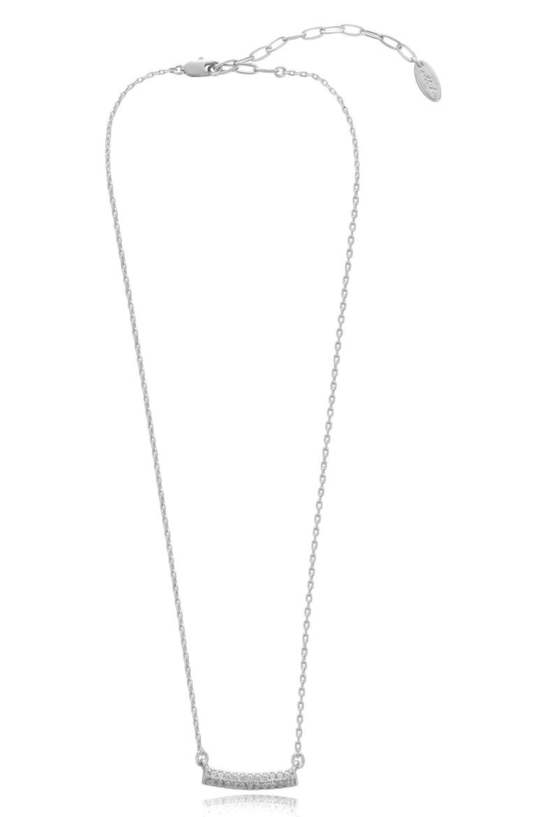 Cubic Zirconia Bar Pendant Necklace, Alternate, color, SILVER