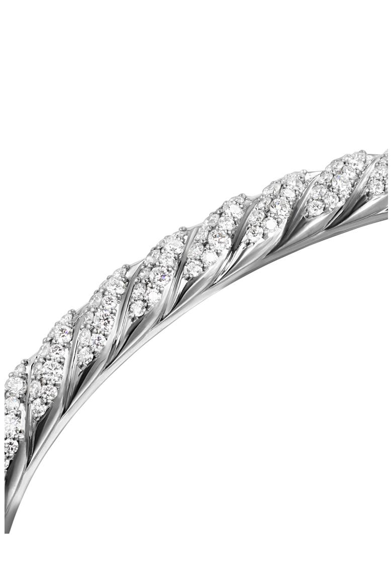 Men's Sculpted Cable Cuff Bracelet in 18K White Gold with Diamonds, 5.5mm, Alternate, color, 18K WHITE GOLD