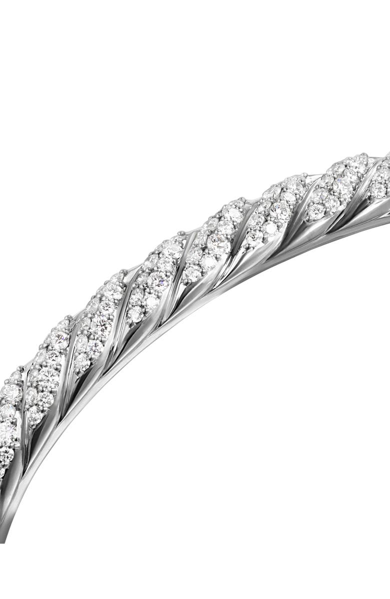 David Yurman Men's Sculpted Cable Cuff Bracelet in 18K White Gold with Diamonds, 5.5mm, Alternate, color, 18K White Gold