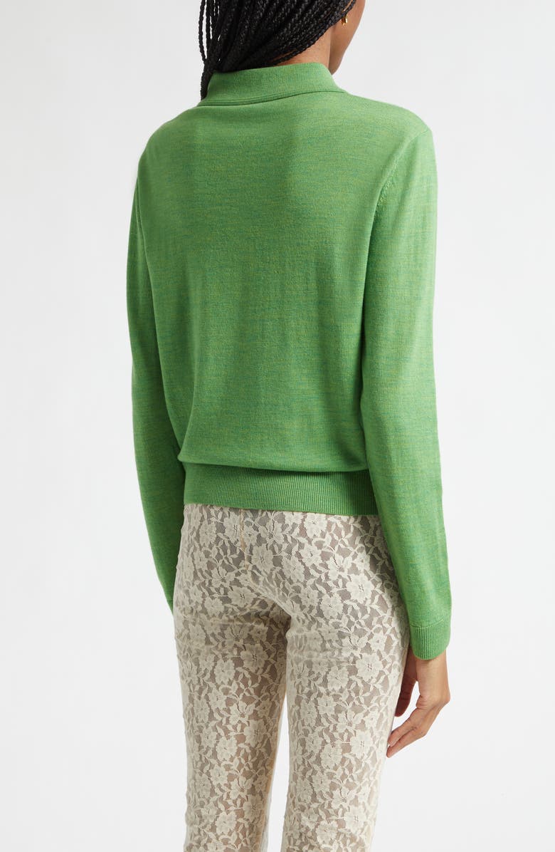 Sandy Liang Ley Merino Wool Cardigan, Alternate, color, Heather Green