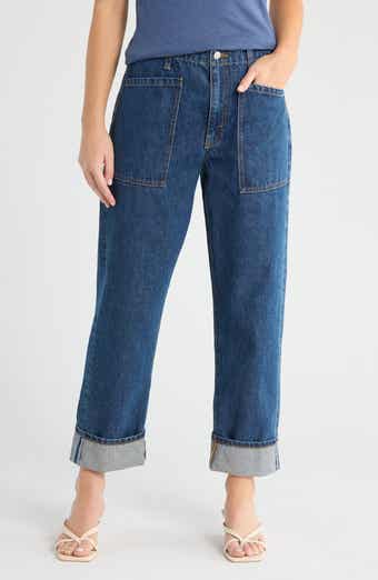 Re/Done The Bender High Waist Cuff Straight Leg Jeans