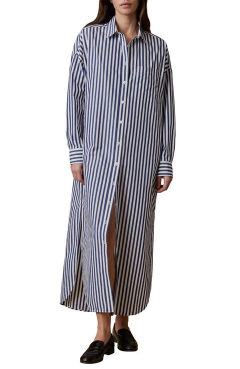 Coastal Rio Long Sleeve Organic Cotton Poplin Maxi Shirtdress