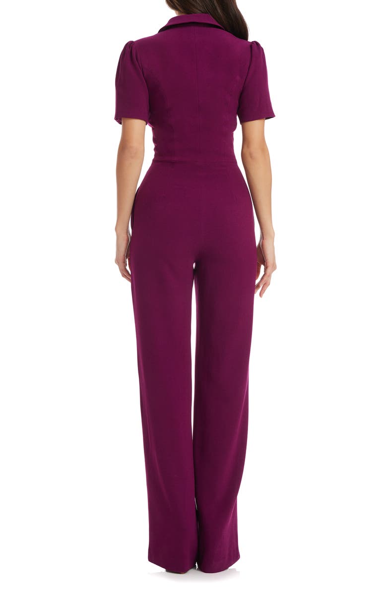 Dress the Population Gloria Front Zip Jumpsuit, Alternate, color, Dark Magenta
