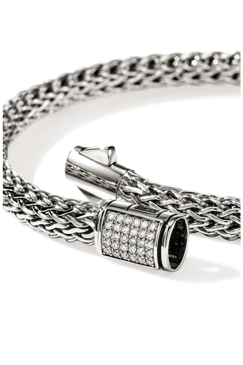 Icon Bracelet, Pavé Diamond, 5mm, Alternate, color, SILVER