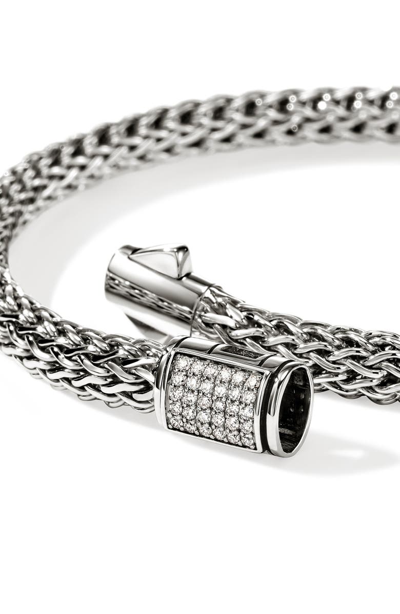 John Hardy Icon Bracelet, Pavé Diamond, 5mm, Alternate, color, Silver
