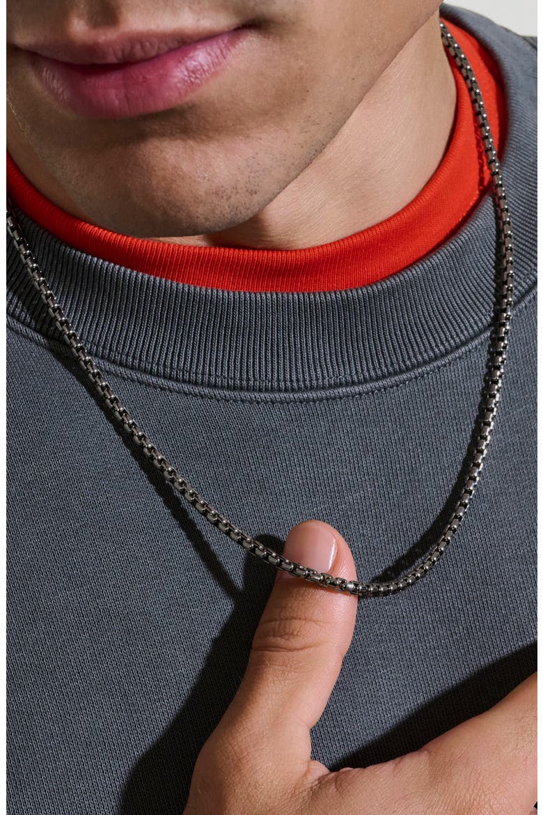 Box Chain Necklace, 3.7mm, Alternate, color, DARK SILVER