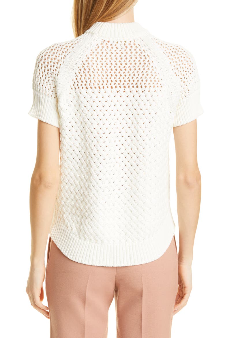 Stena Basket Stitch Cotton Blend Sweater, Alternate, color, WHITE