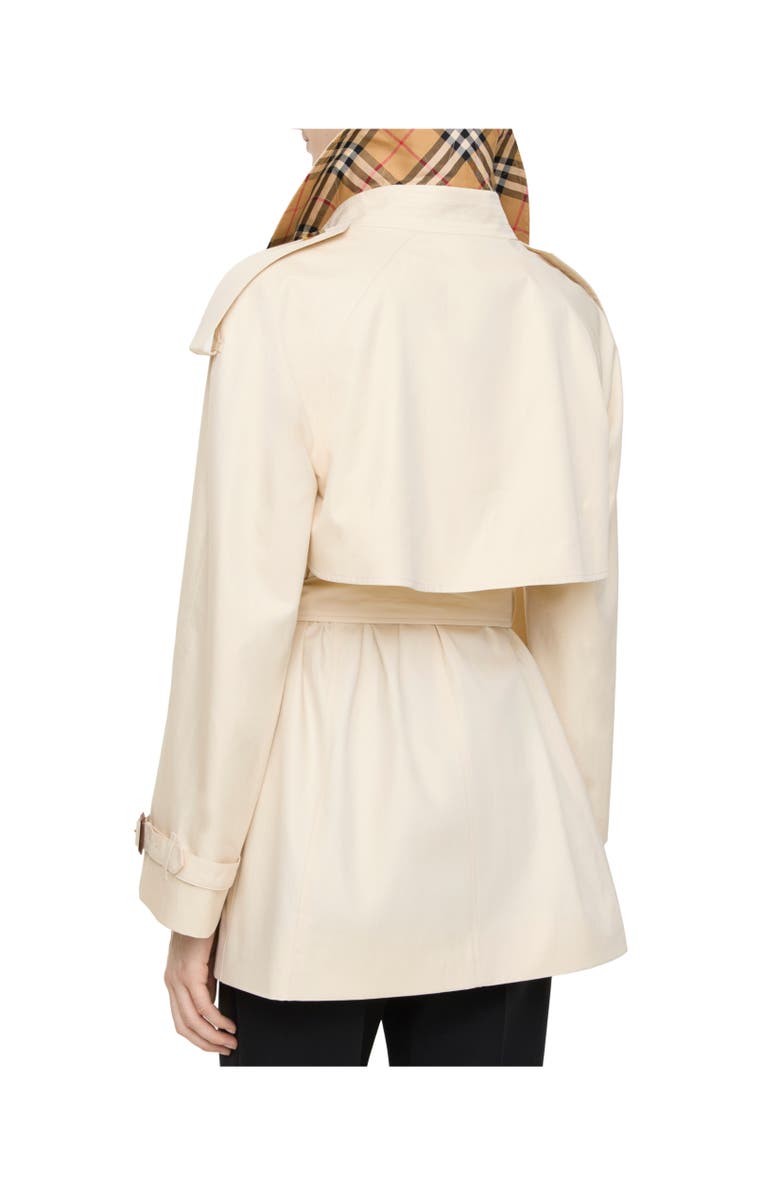 Burberry Short Tropical Gabardine Fitzrovia Trench Coat, Alternate, color, Stone Beige
