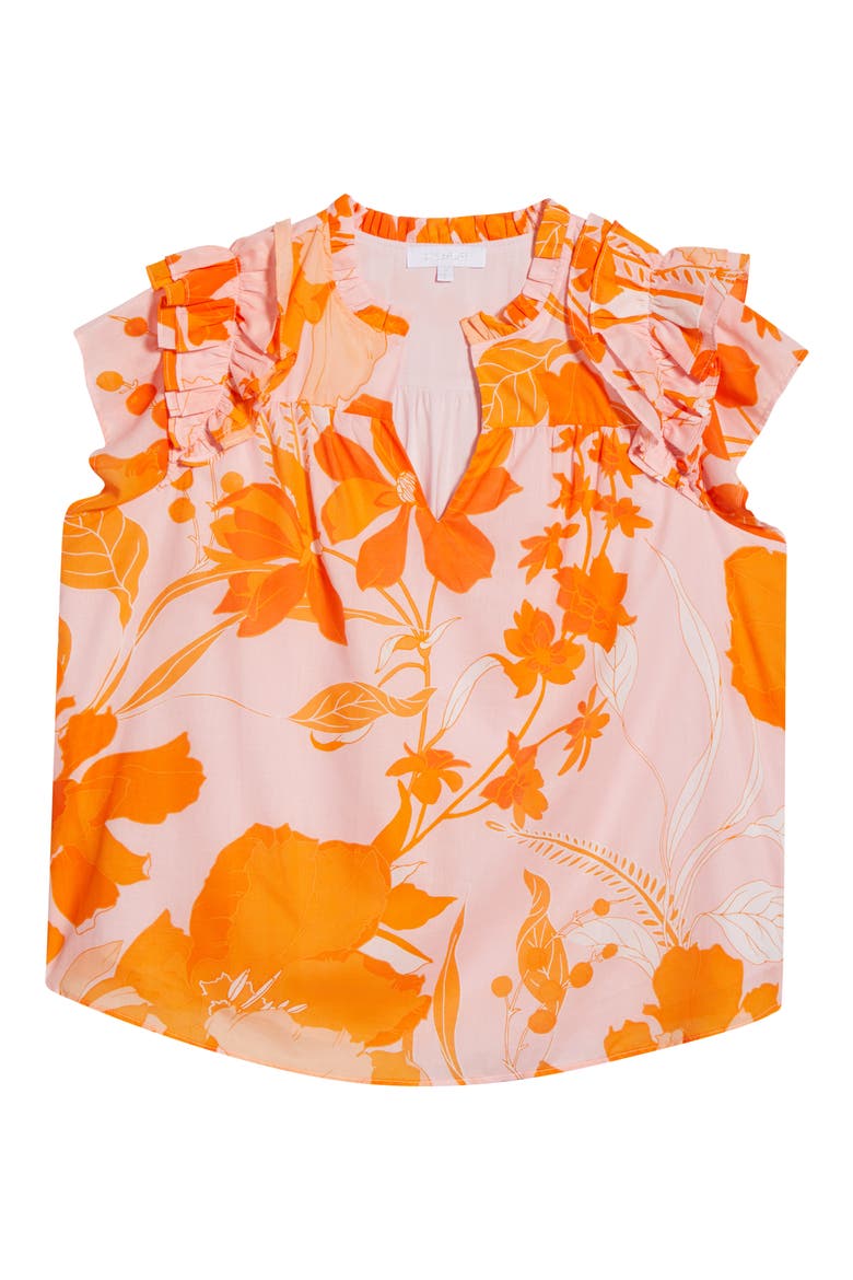 Lenira Floral Print Top, Alternate, color, PINK/ ORANGE