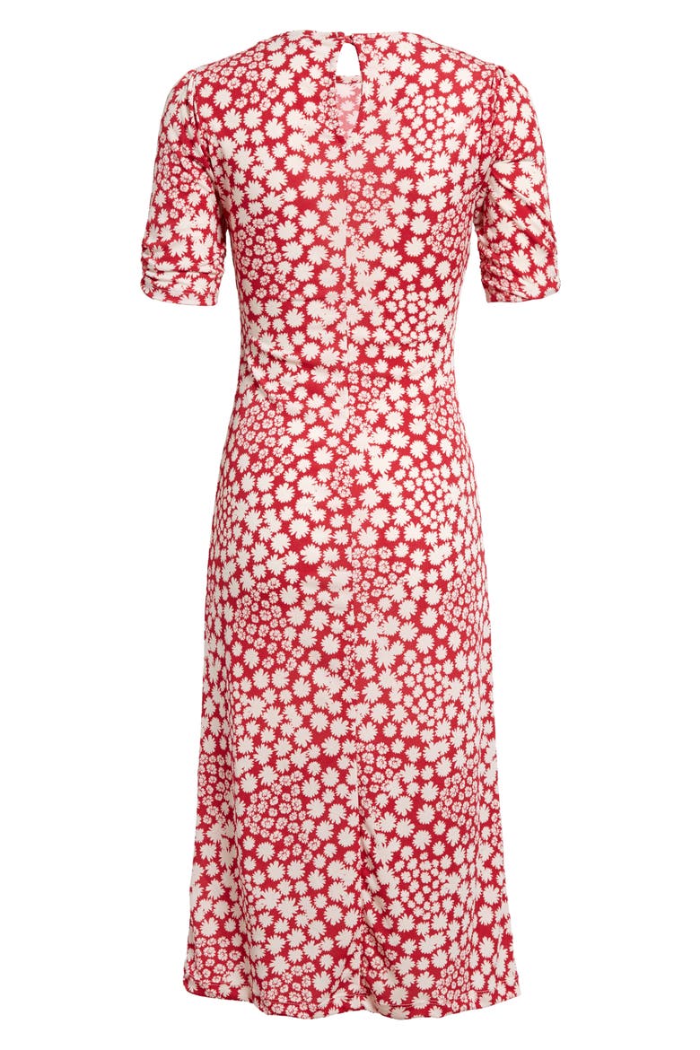Floral Print Midi Dress, Alternate, color, RED WHITE DAISY