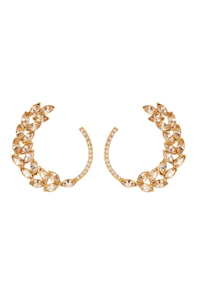 Navette & Pavé Hoop Earrings, Main, color, SILK