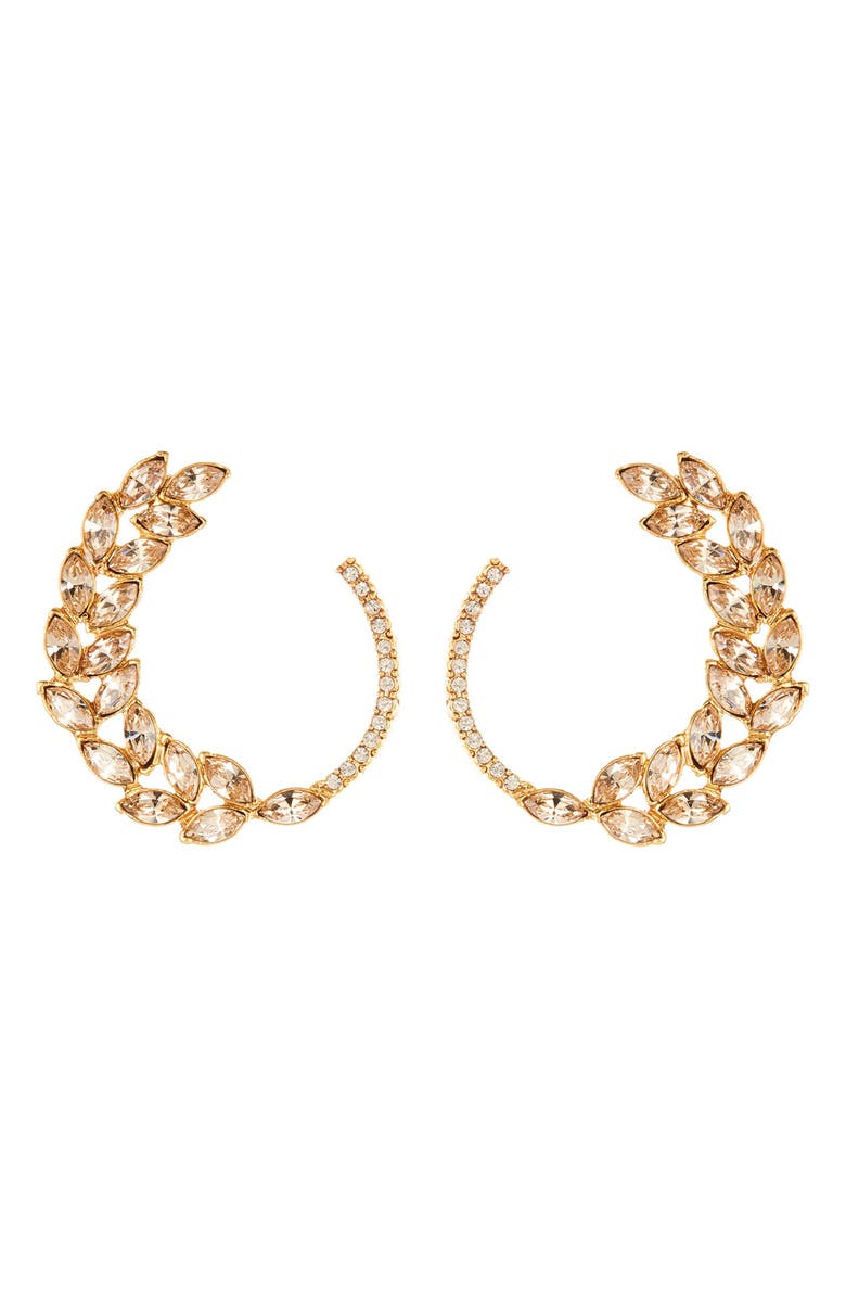 Oscar de la Renta Navette & Pavé Hoop Earrings, Main, color, Silk