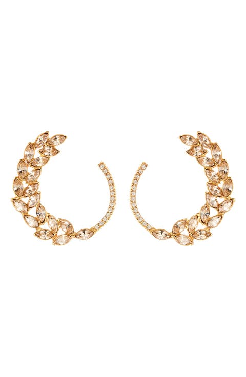 Navette & Pavé Hoop Earrings