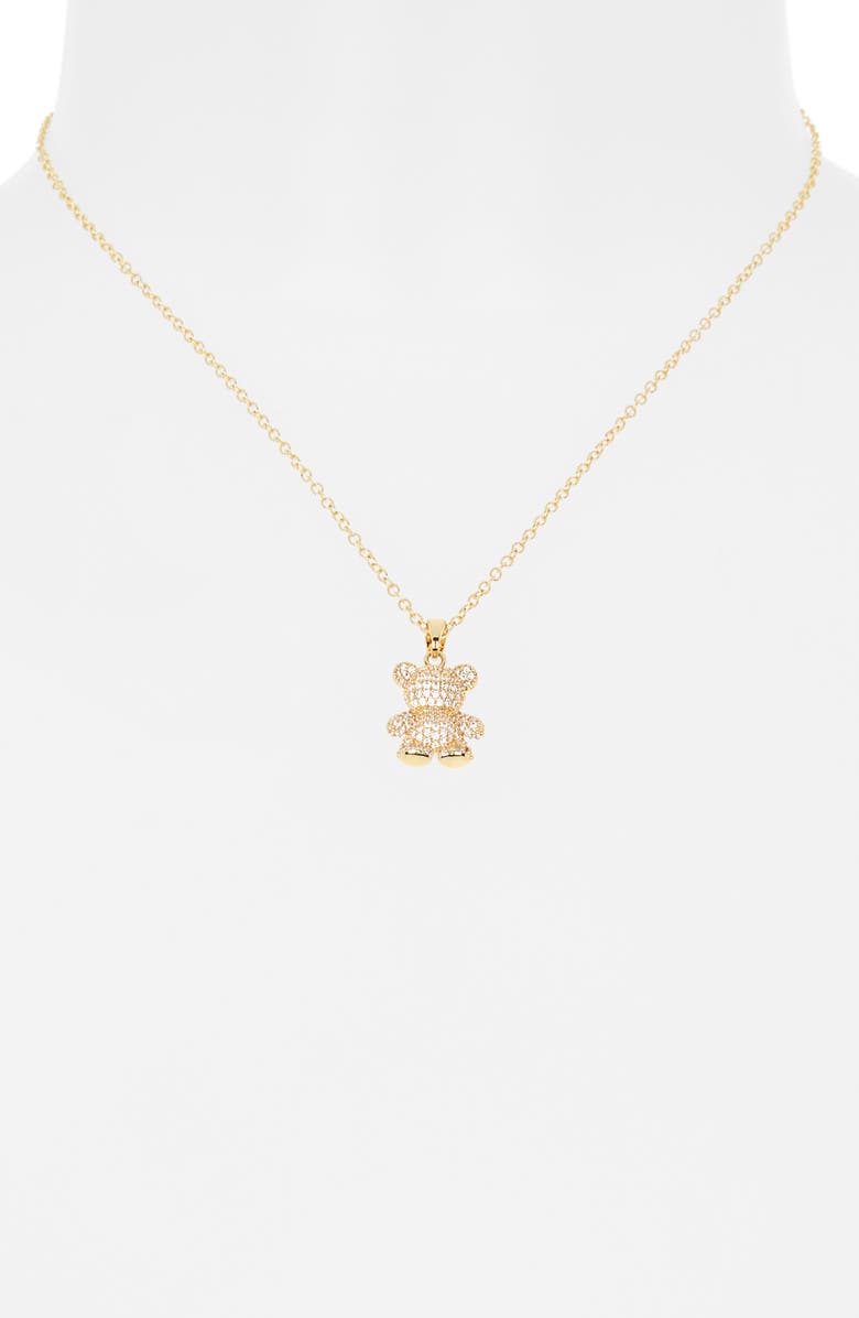 Leith Pavé CZ Teddy Bear Pendant Necklace, Alternate, color, 