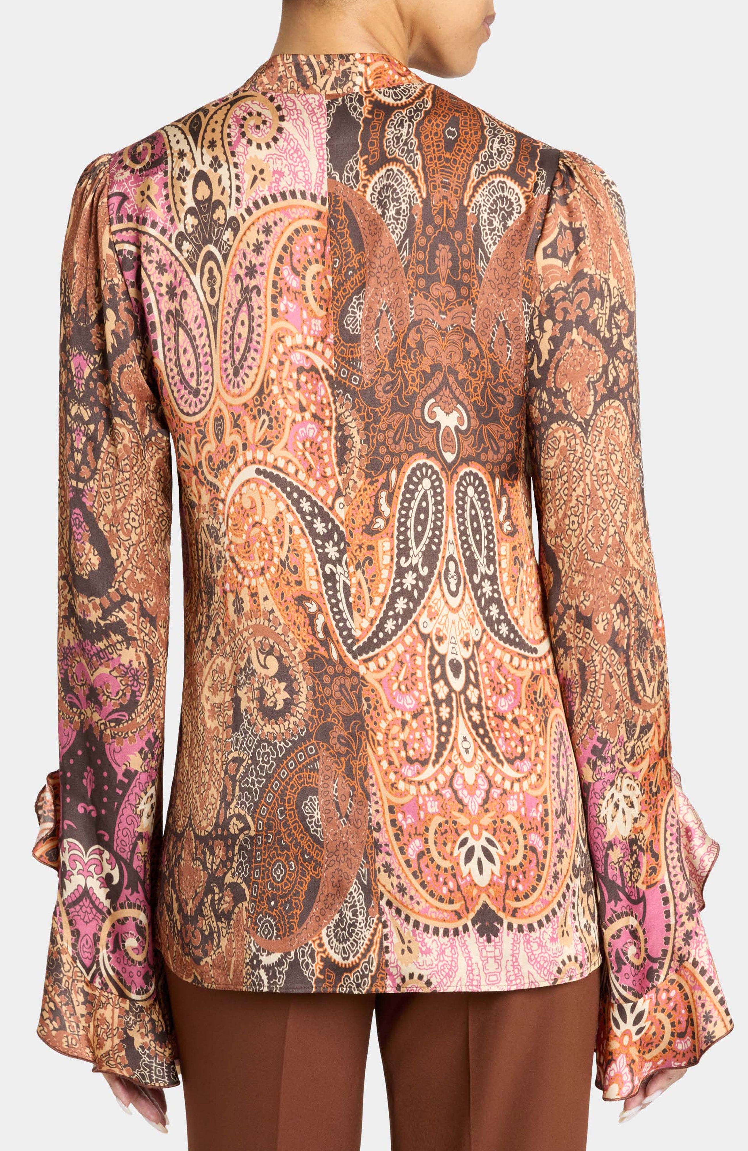 Sienna Long Sleeve Blouse in Printed Charmeuse - image 2
