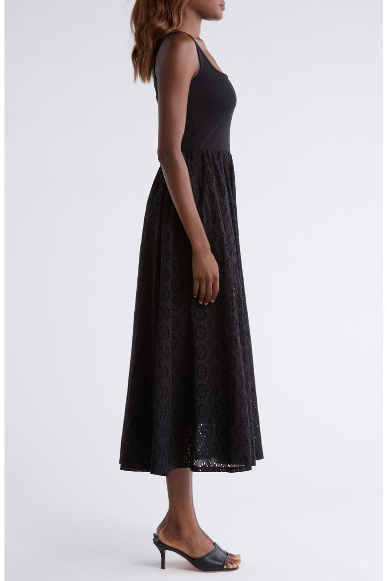 Morel Eyelet Sleeveless Maxi Sundress, Alternate, color, BLACK