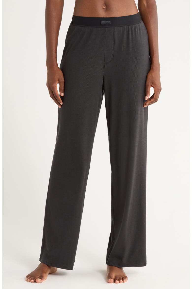 Stretch Cotton Rib Pajama Pants, Main, color, SOOT