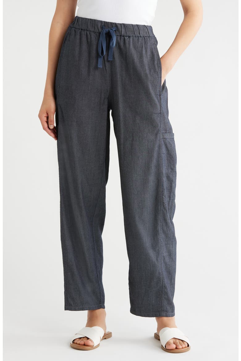 Ankle Lantern Cargo Pants, Main, color, DENIM