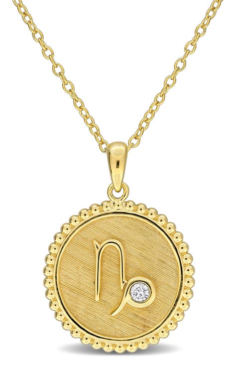 Zodiac Created White Sapphire Pendant Necklace