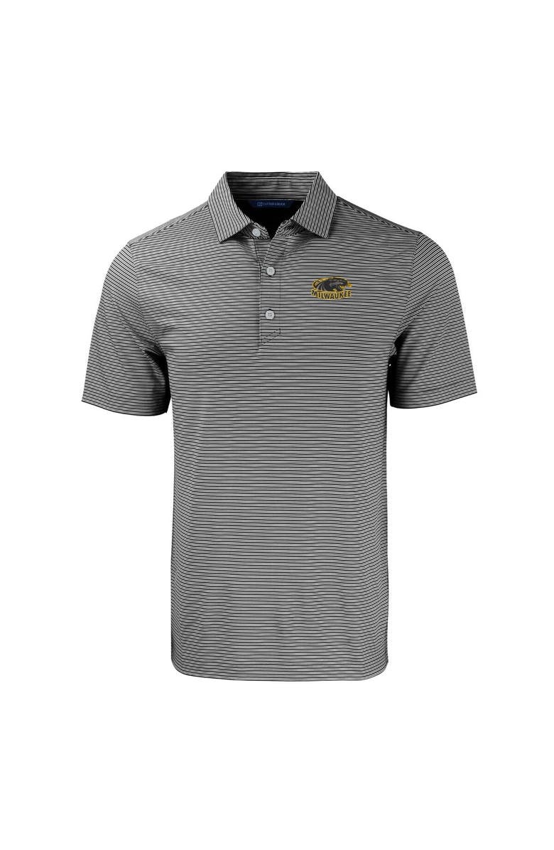 Cutter & Buck Men's Cutter & Buck  Black/White Wisconsin-Milwaukee Panthers Big & Tall Forge Eco Double Stripe Stretch Recycled Polo, Alternate, color, 