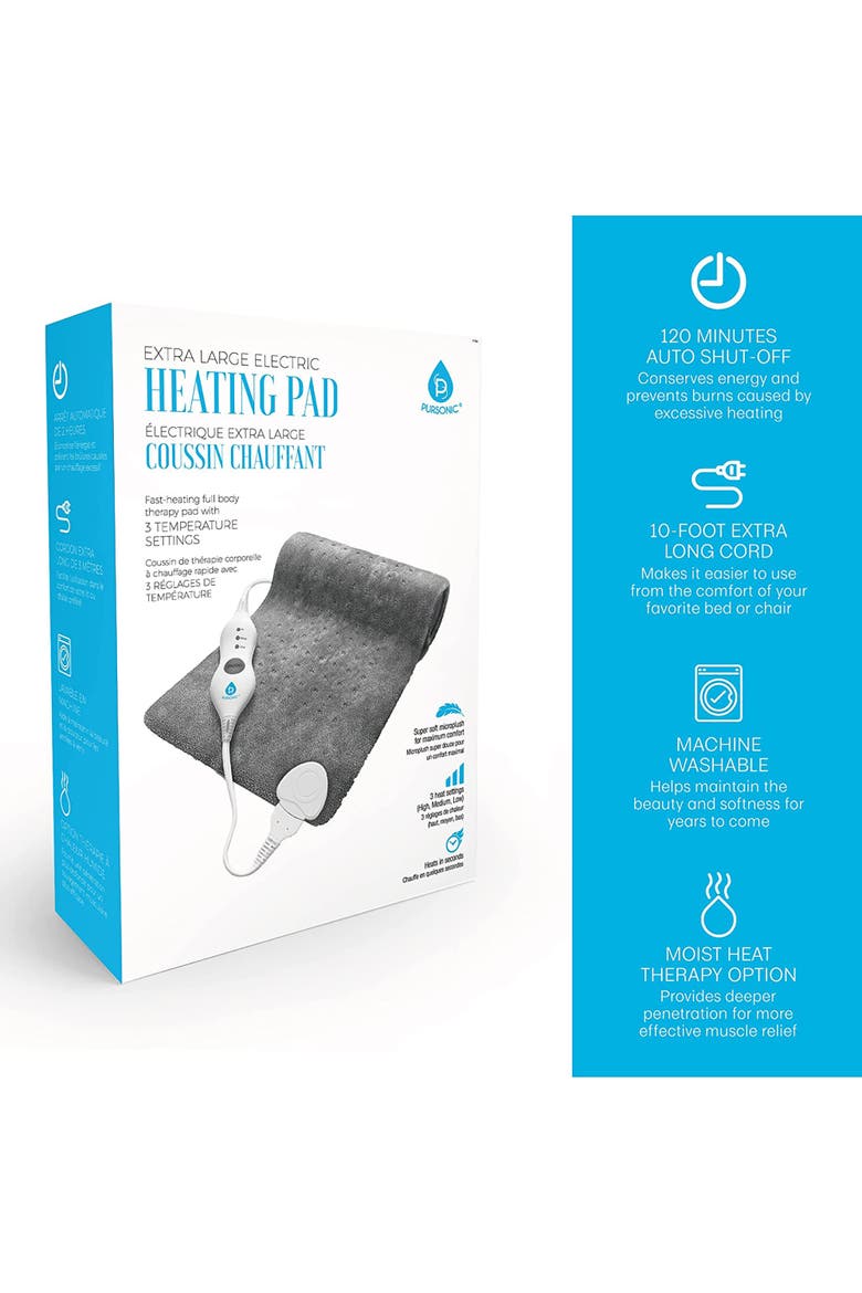 Heated Poncho Shawl & XL Full Body Heating Pad, Alternate, color, Grey