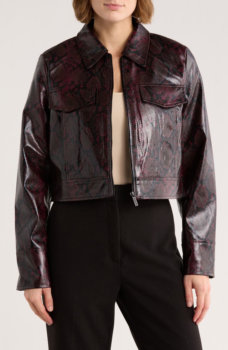 JASON WU Faux Leather Full Zip Jacket, Main, color, Black Python Print