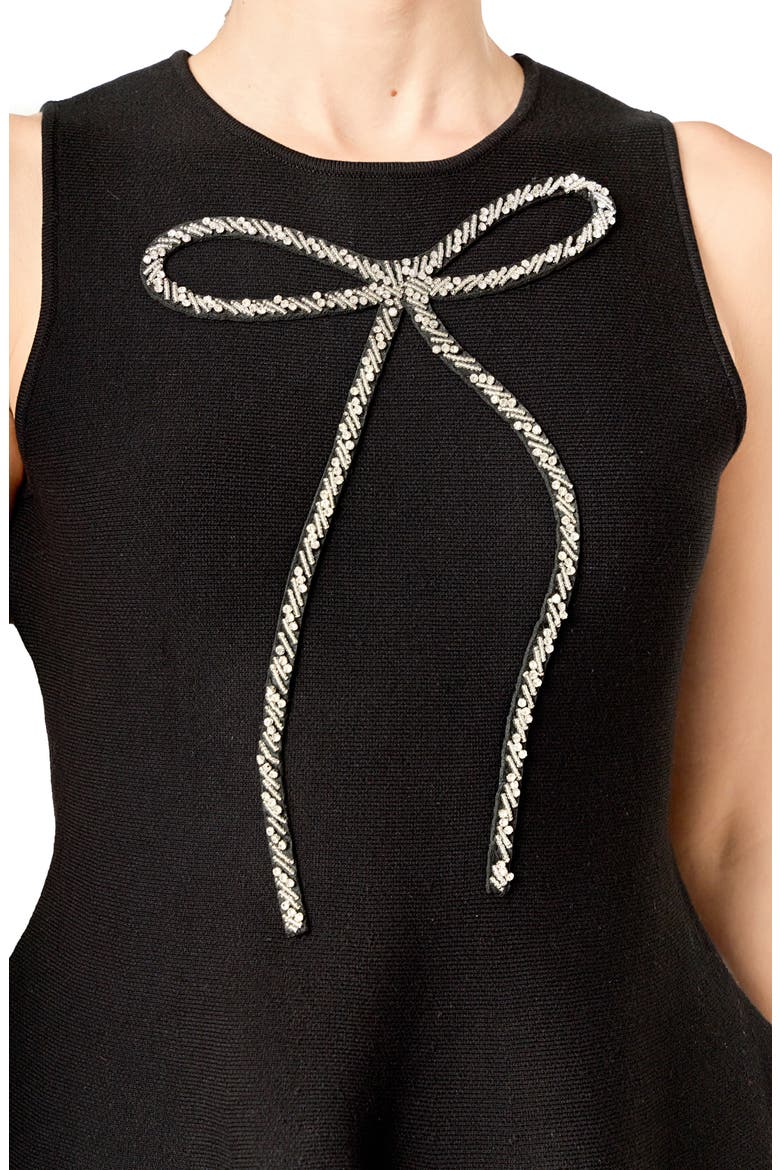 Rhinestone Bow Sleeveless Peplum Top, Alternate, color, BLACK