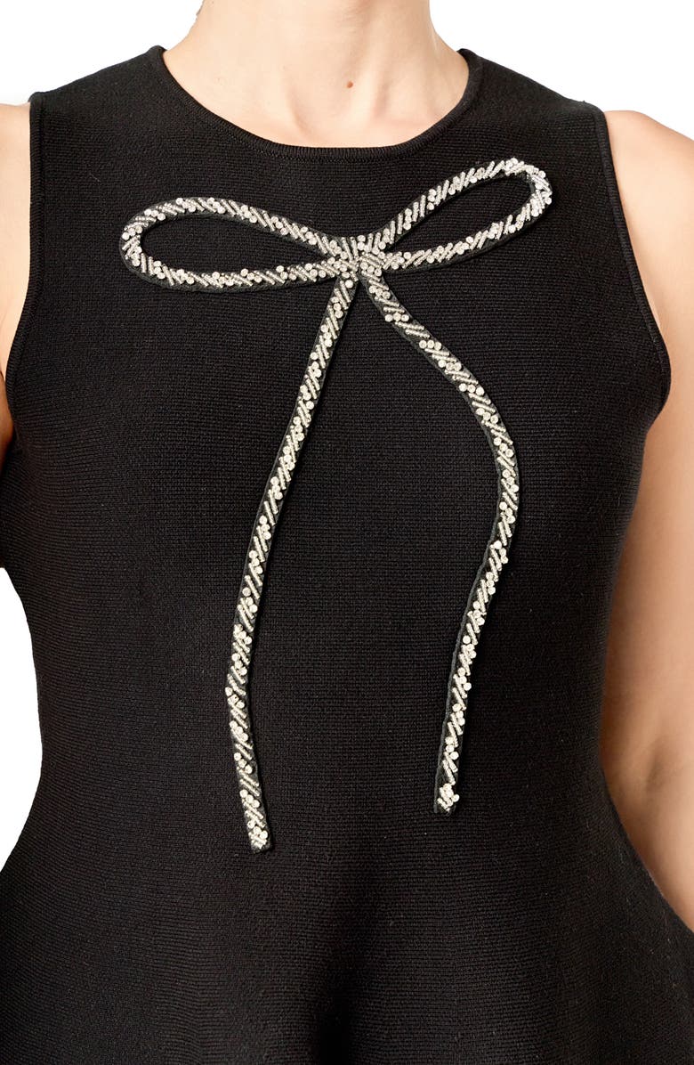 English Factory Rhinestone Bow Sleeveless Peplum Top, Alternate, color, Black