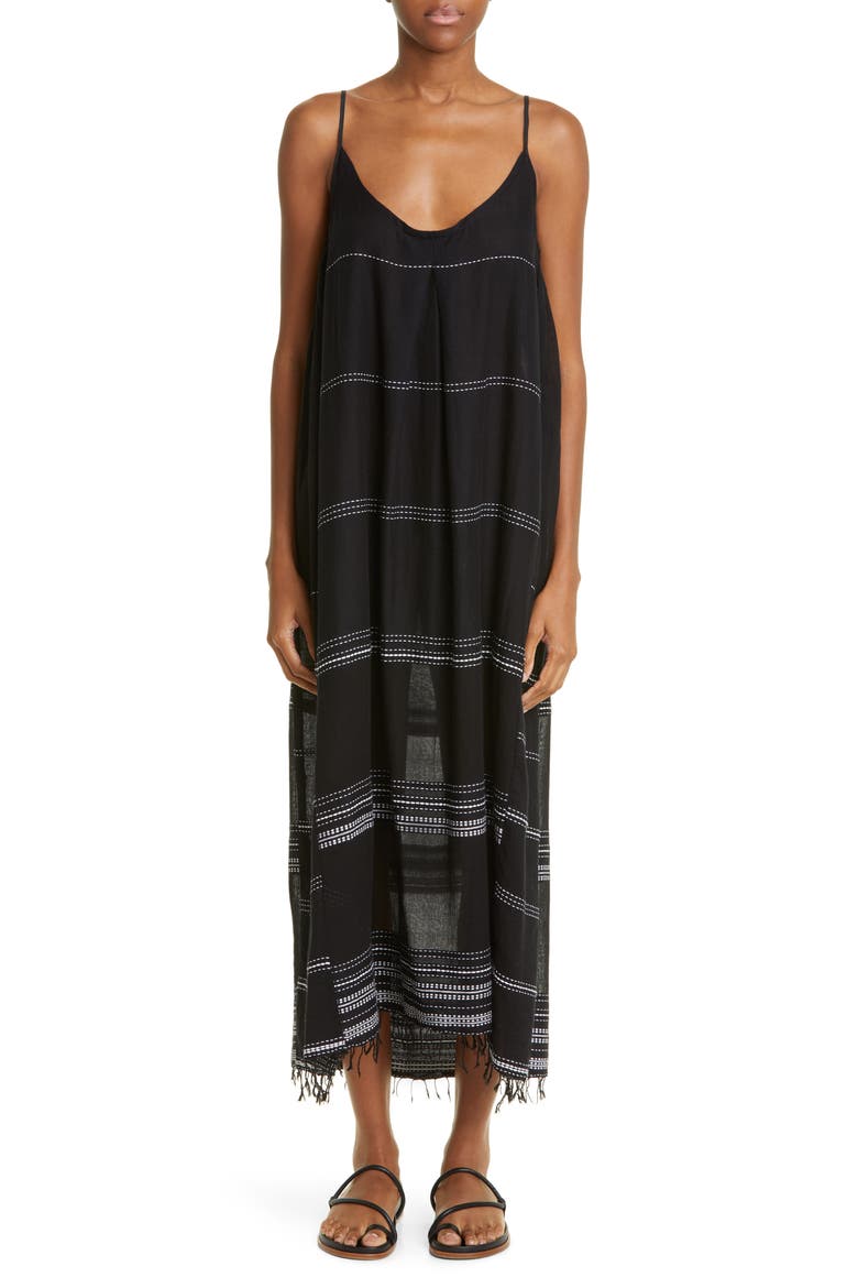 Leliti Cotton Blend Cover-Up Slipdress, Main, color, BLACK