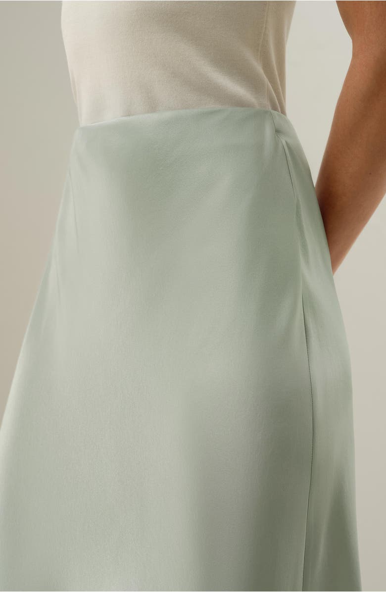 Lilysilk Women's Stretchy Charmeuse Silk Minimalist Skirt, Alternate, color, Silver Sage
