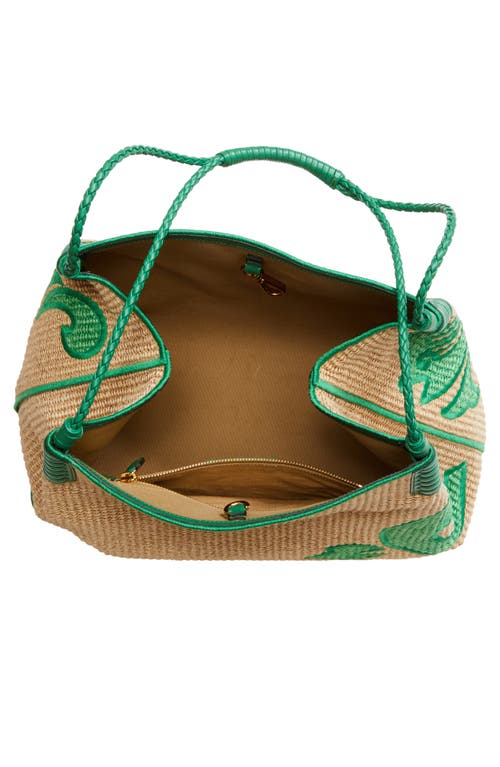 Etro Medium Libra Embroidered Raffia Tote In Verde