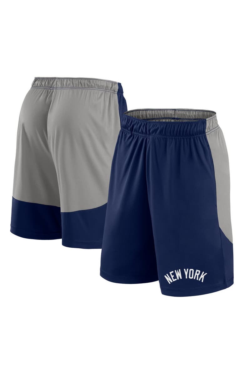 FANATICS Men's Fanatics Navy/Gray New York Yankees Launch Polyester Shorts, Main, color, Navy