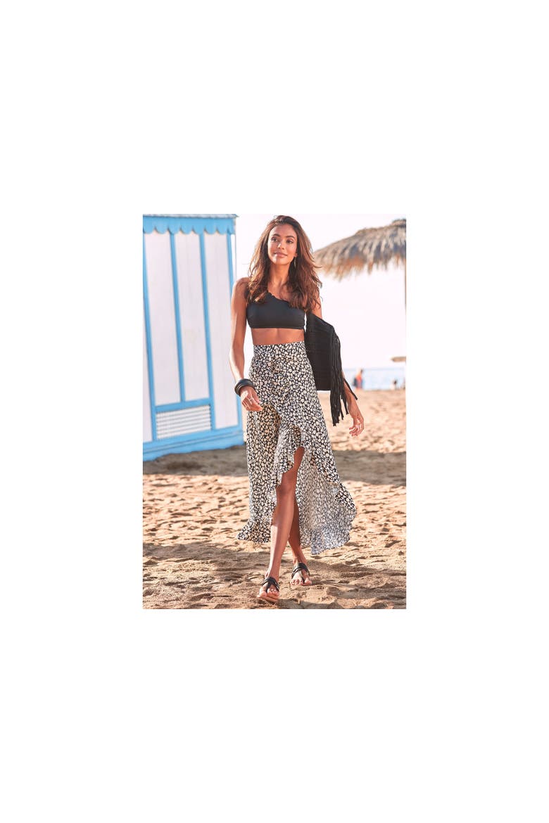 Convertible Wrap Maxi Skirt, Alternate, color, Black & Beige