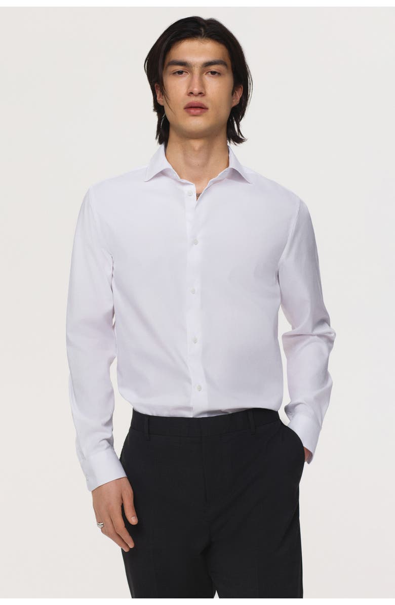 H&M Slim Fit Cotton Shirt, Alternate, color, White