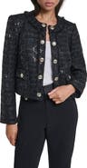 KARL LAGERFELD PARIS Sequin Collarless Jacket
