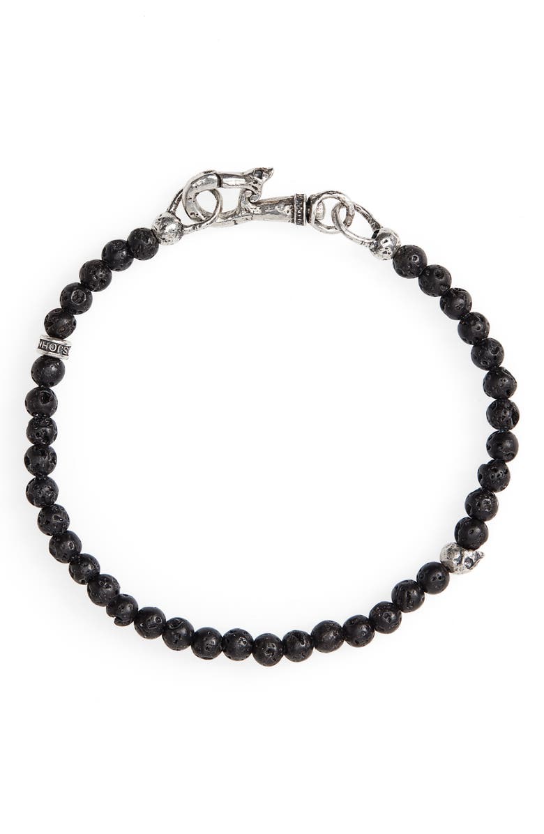 John Varvatos Skull Bead Bracelet, Main, color, Black