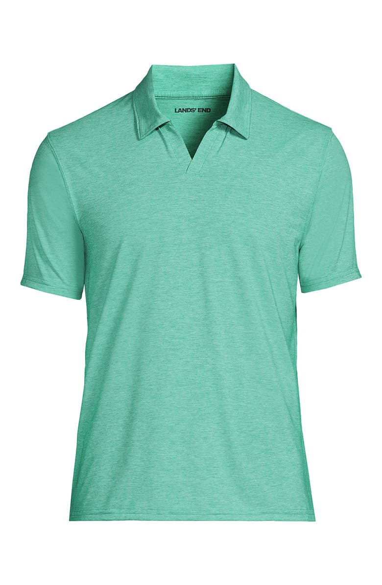 Lands' End UPF 50 Short Sleeve Johnny Collar Polo Rash Guard Shirt, Alternate, color, Frosted Green Heather