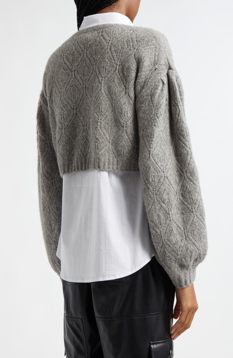 Cinq à Sept Landry Layered Sweater, Alternate, color, Heather Grey/ White