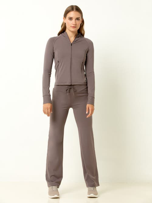 Single Stitch Sueded Boot Leg Pant In Gray