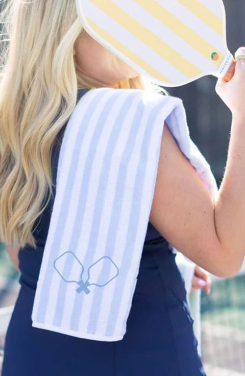 Weezie Stripe Organic Cotton Terry Towel In Blue