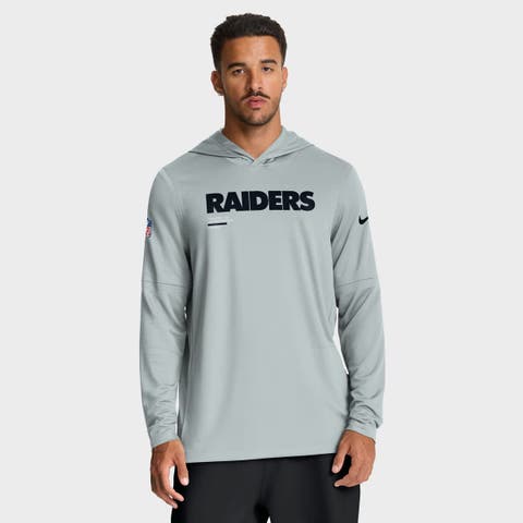 Men's Nike Silver Las Vegas Raiders Sideline Pure Fury Performance Long Sleeve Hoodie T-Shirt