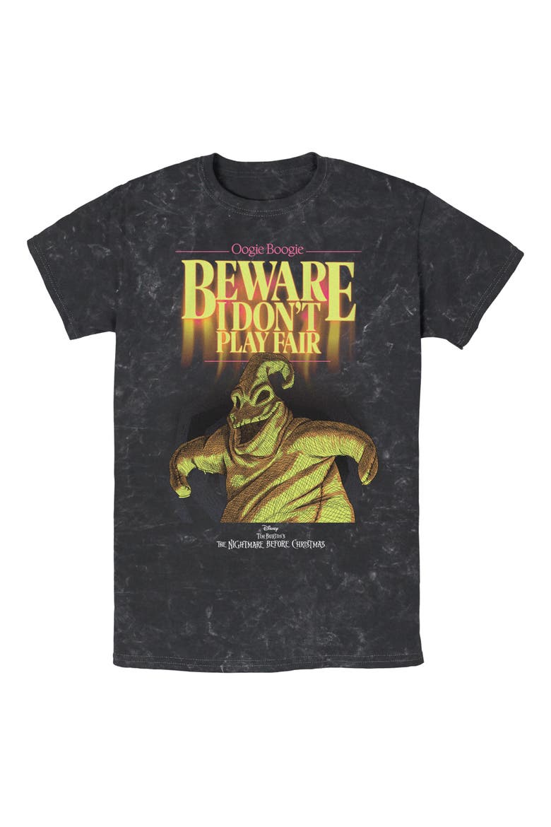 Mens The Nightmare Before Christmas Oogie Boogie Doesn't Play Fair T Shirt, Main, color, Black