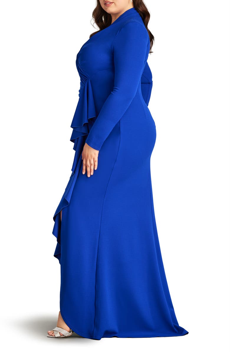 Tadashi Shoji Ruched Long Sleeve Column Gown, Alternate, color, Mystic Blue