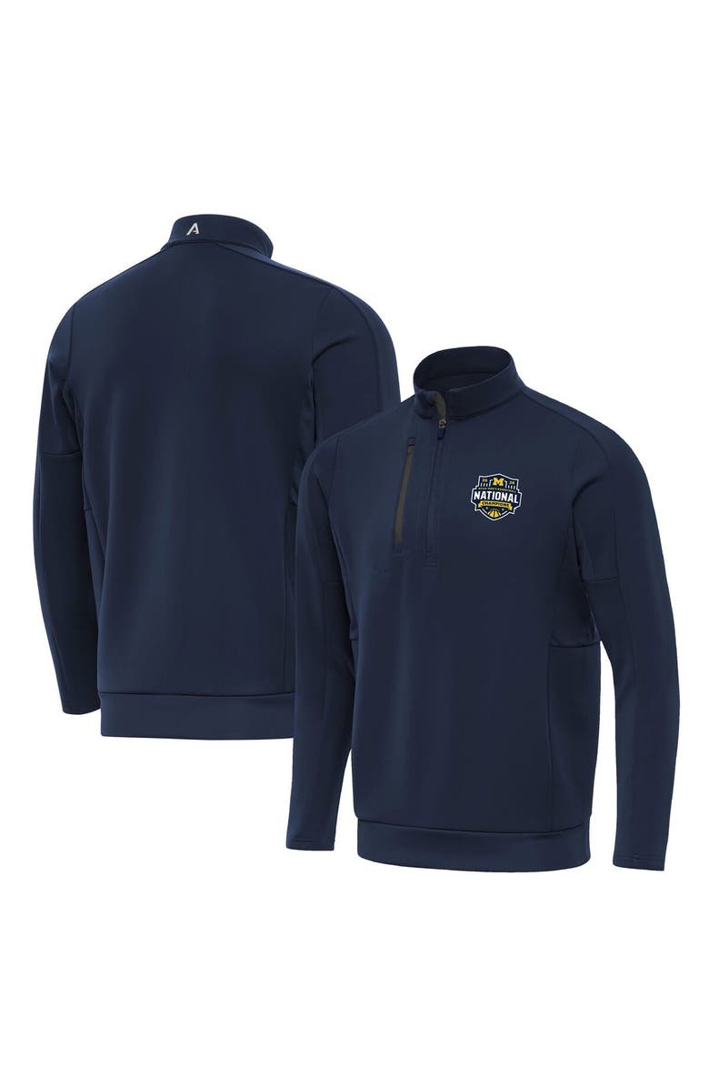 ANTIGUA Men's Antigua Navy Michigan Wolverines 2026 NCAA Men's Basketball National Champions Generation Quarter-Zip Pullover, Main, color, Navy