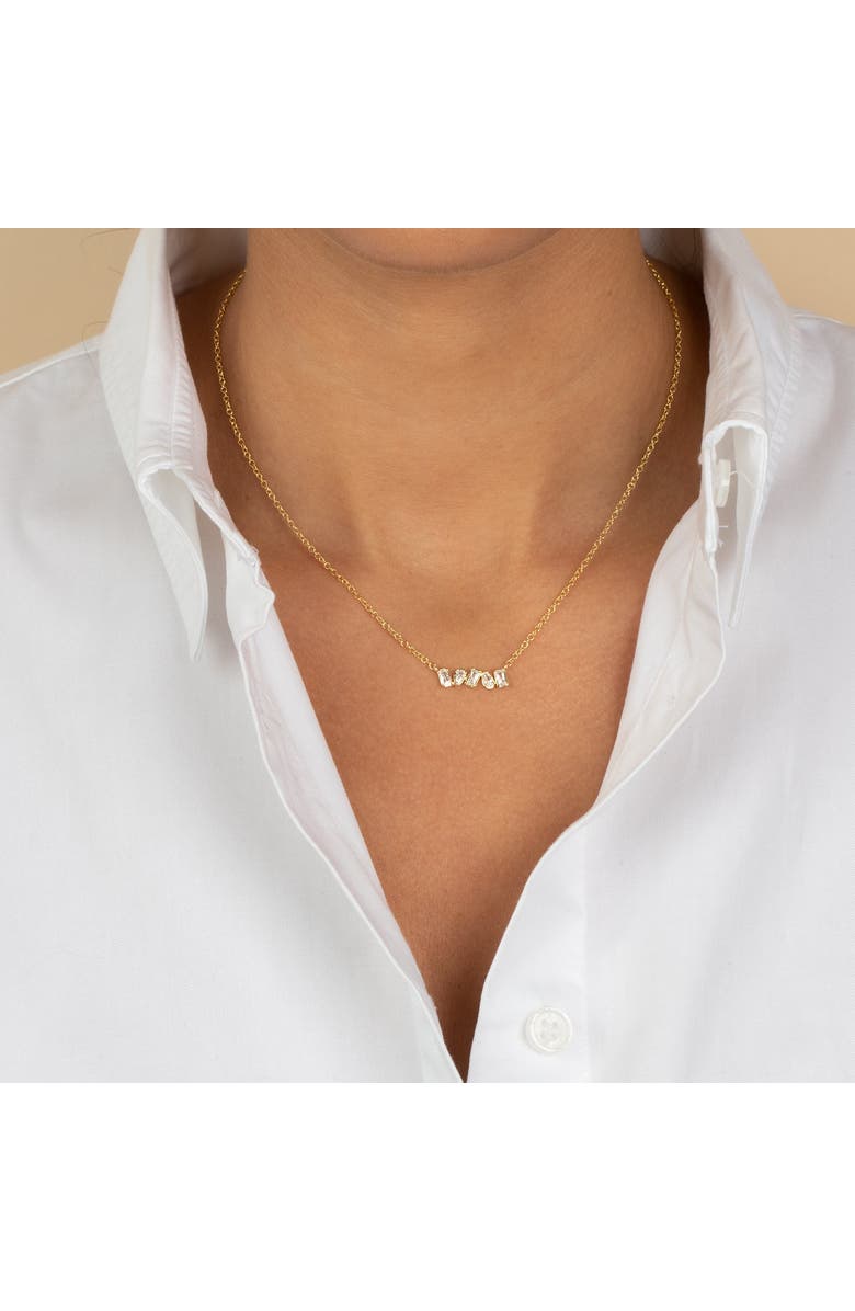 BY ADINA EDEN CZ Teardrop X Baguette Bezel Bar Necklace, Alternate, color, 