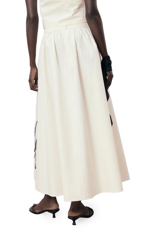 Mango Floral Embroidery Cotton Skirt In Neutral