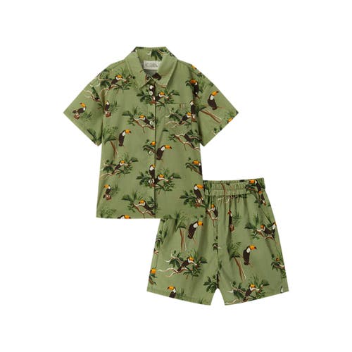 Milkbarn Collar Button-up Shirt And Shorts Set