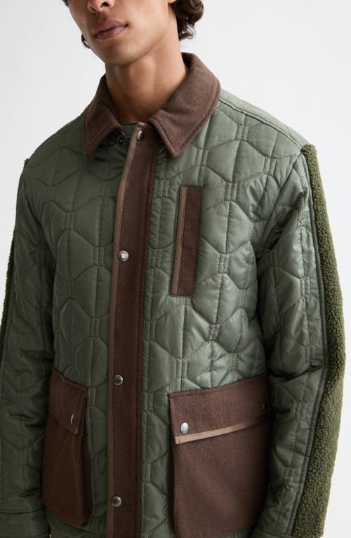 Scotch & Soda Quilted Water Repellent Military Jacket In Green