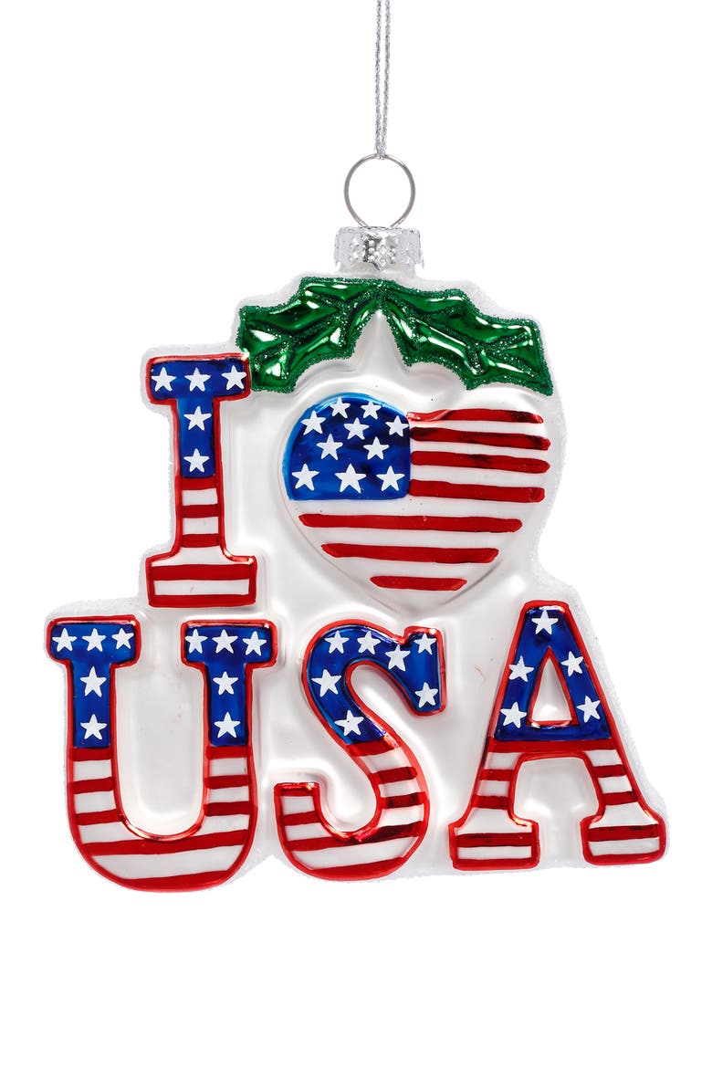 Patriotic I Love USA Ornament, Set of 6, Main, color, Red