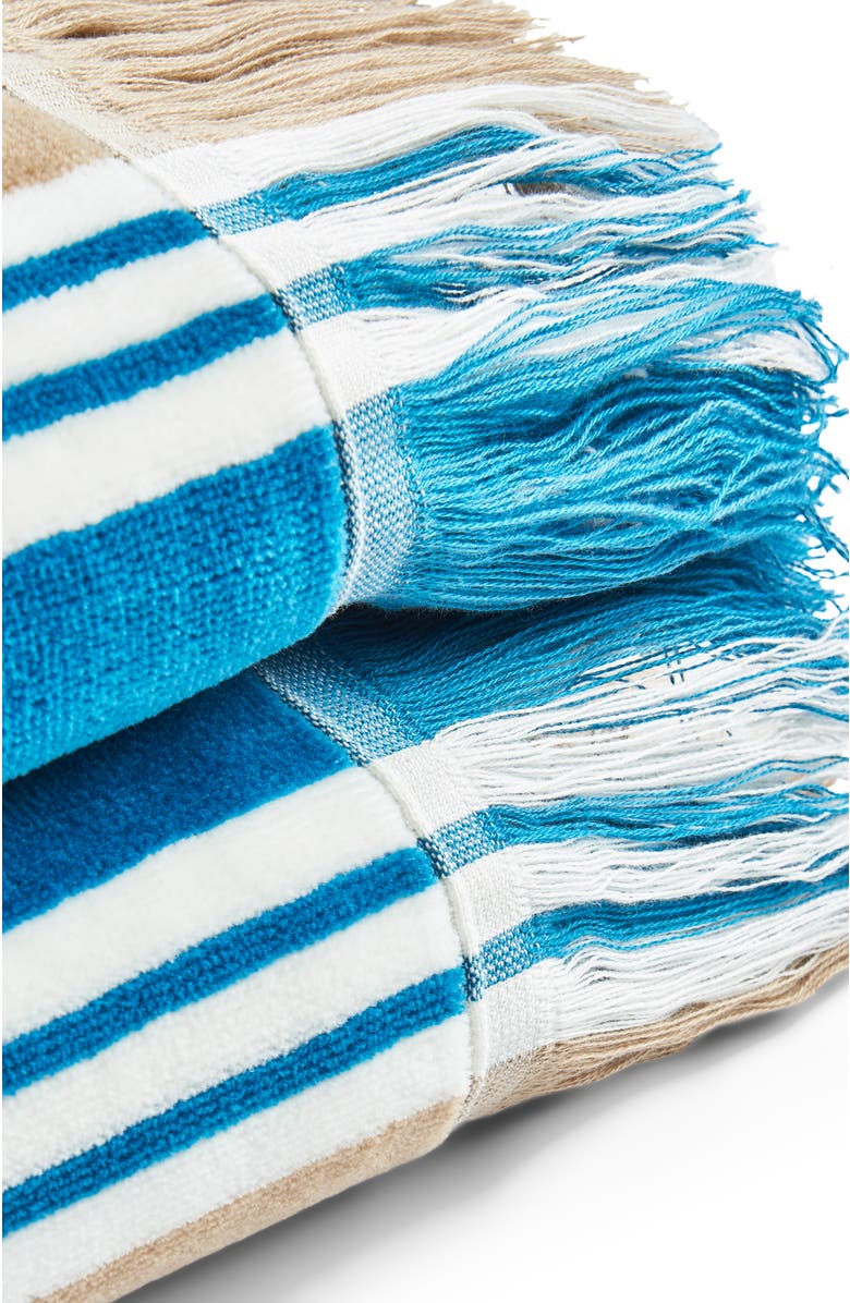 CHRISTY College Stripe Hammam Inspired Beach Towels, Alternate, color, Lagoon